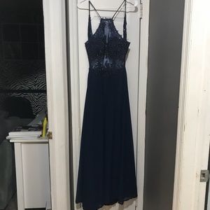 Blonde Nites Navy blue prom dress